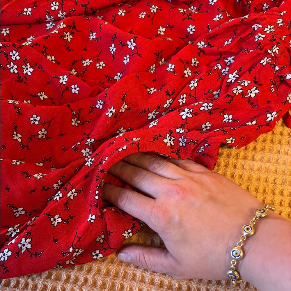 EUC Mercer & Madison Floral Sleeveless A-Line Red Mini Dress | Women’s 12 - Picture 9 of 14